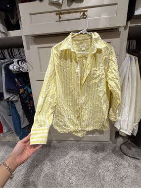 Maeve Yellow and White Striped Shirt